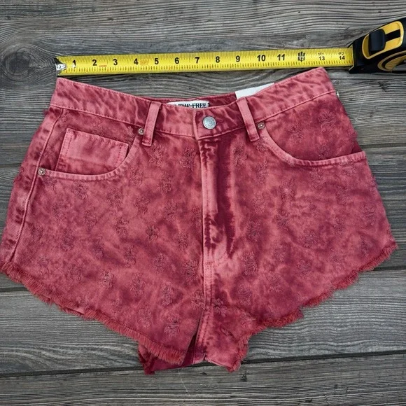 Free People Mixed Emotions Hi Lo Shorts High Rise Size 25 Dragonfruit Sorbet NWT - Picture 8 of 12